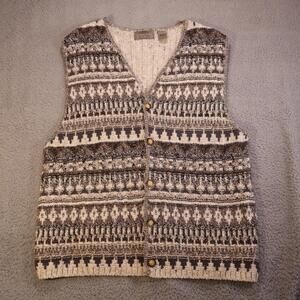 Wool Vest Mens Large Le Collezioni Structure Beige Button